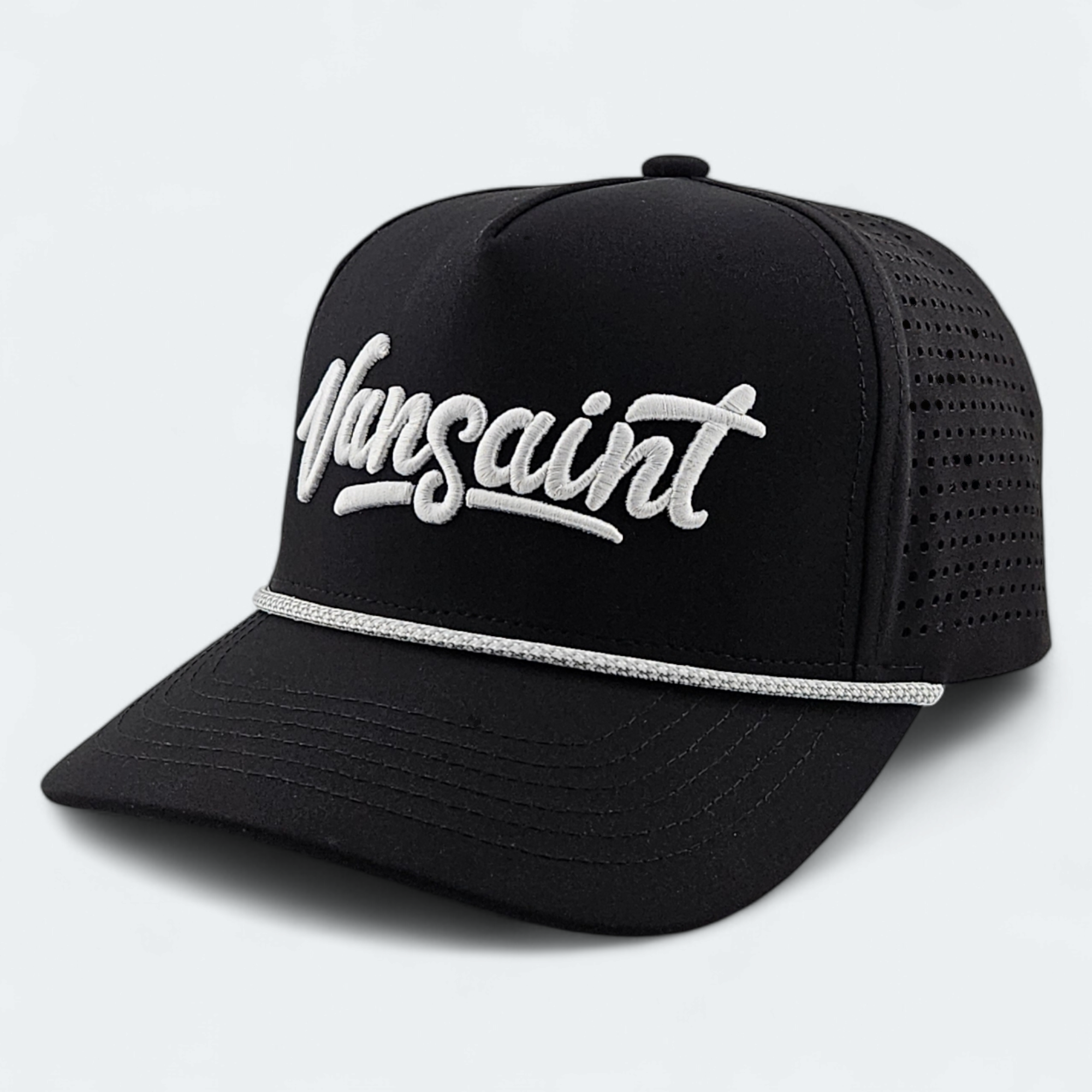 Black VANSAINT Script Logo Snapback Hat