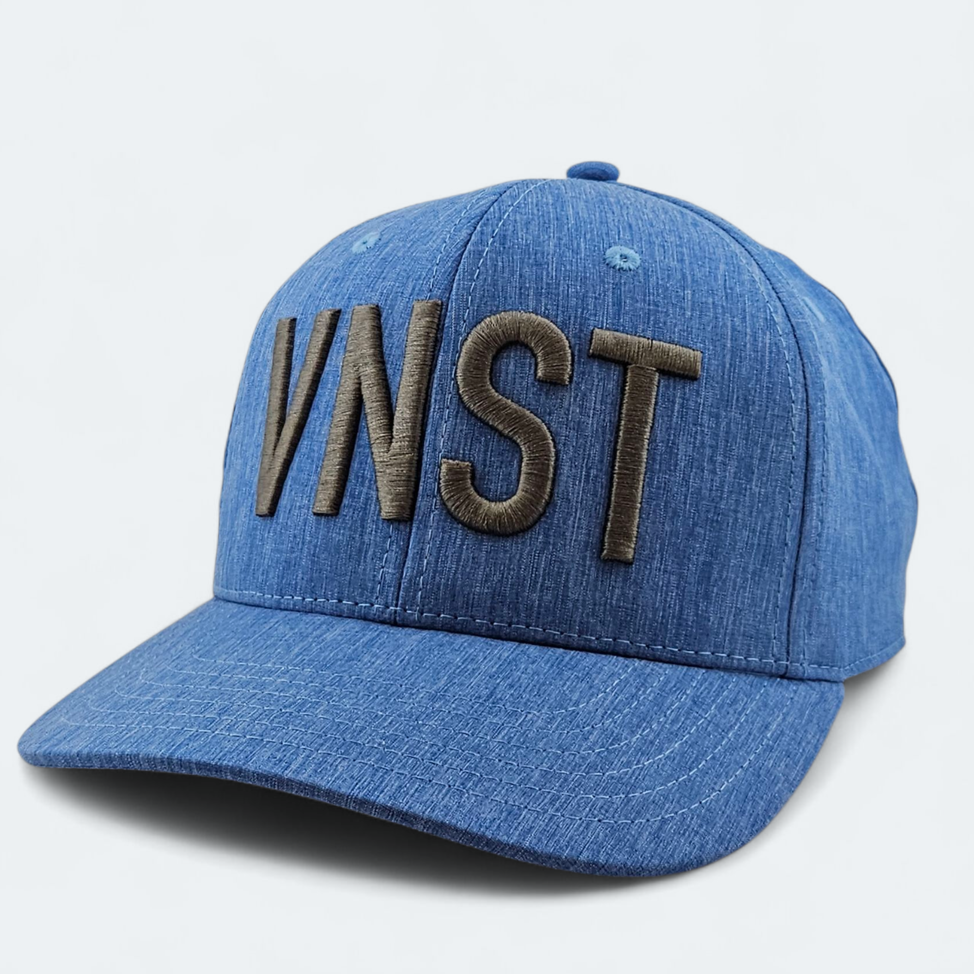 Blue cap with 'VNST' text on a light gray background