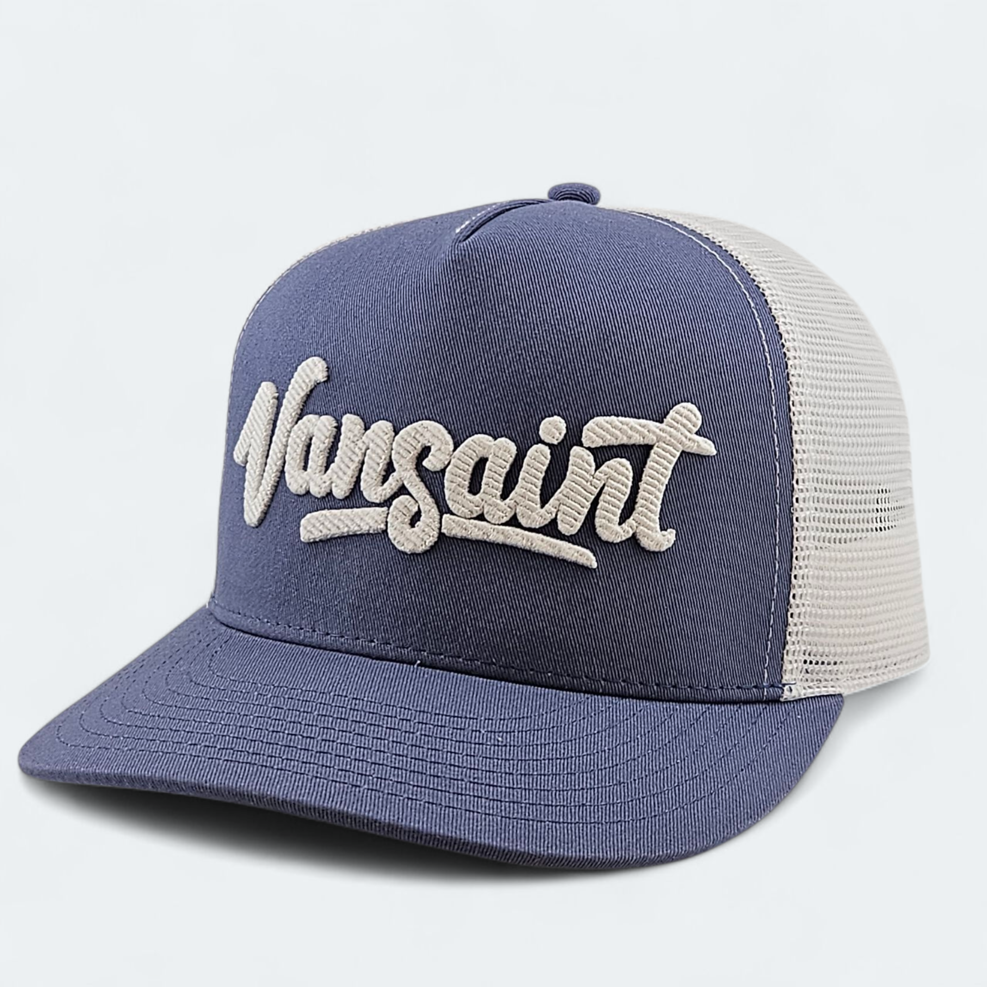 VANSAINT Script Logo Trucker Hat – Blue