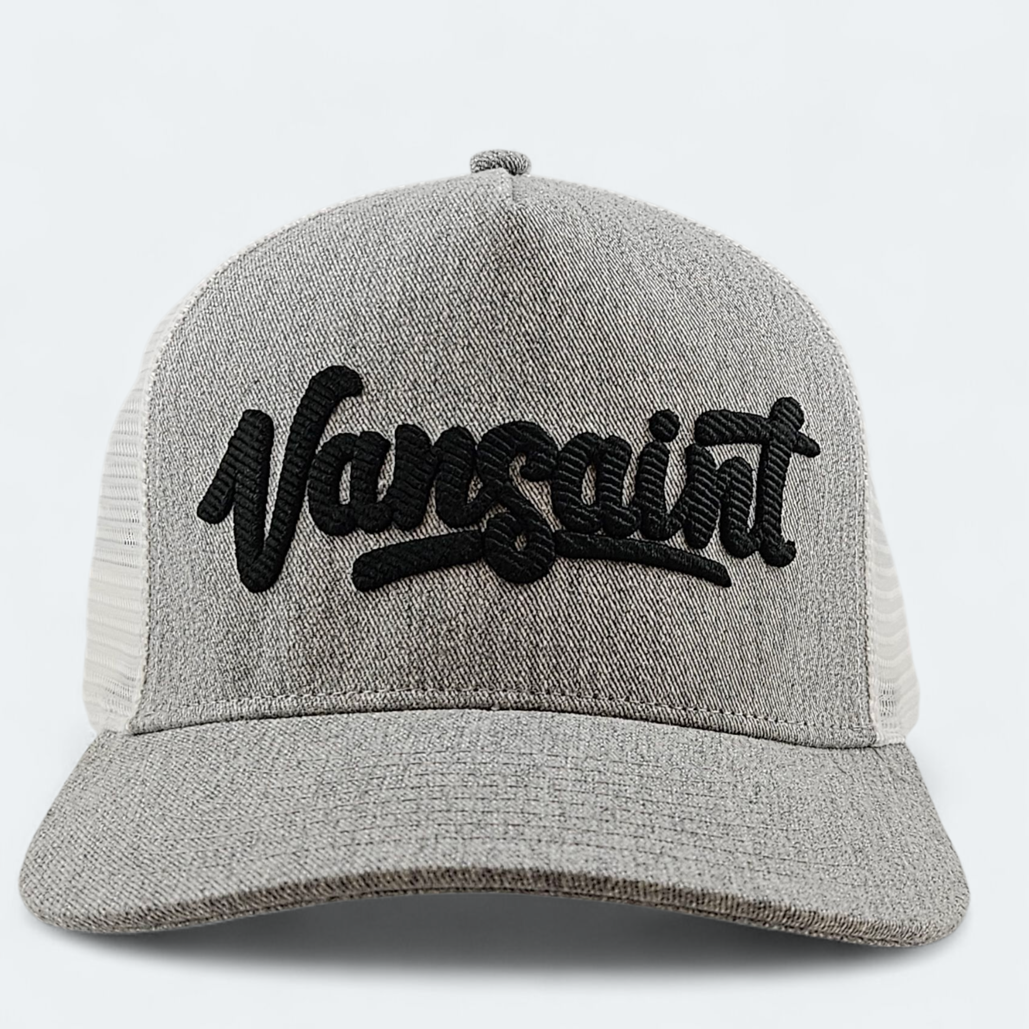 VANSAINT Script Logo Trucker Hat – Grey