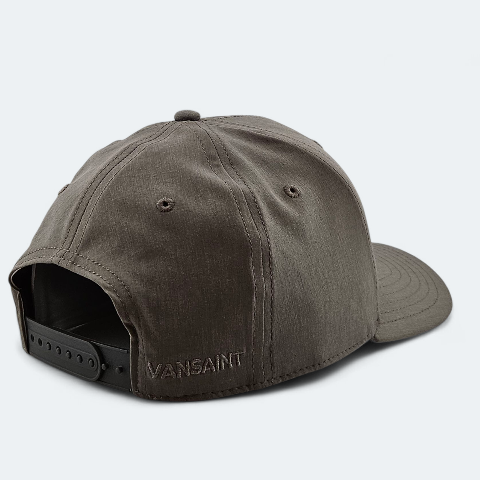 Charcoal cap with 'Vansaint' logo on a light gray background